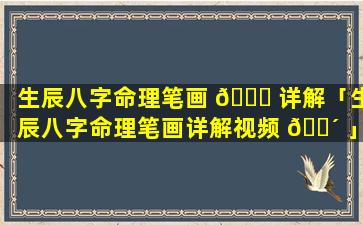 生辰八字命理笔画 🕊 详解「生辰八字命理笔画详解视频 🐴 」